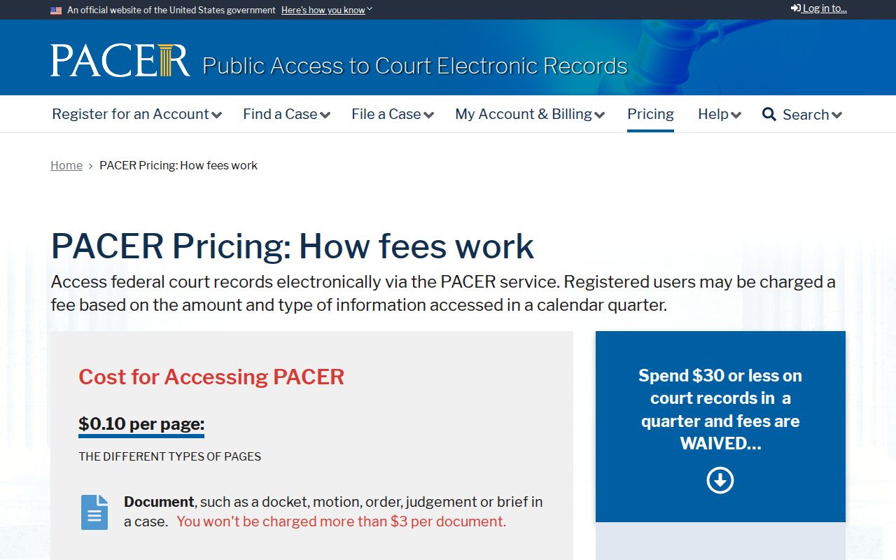 Swisher County arrest warrant records: federal PACER access and fee page